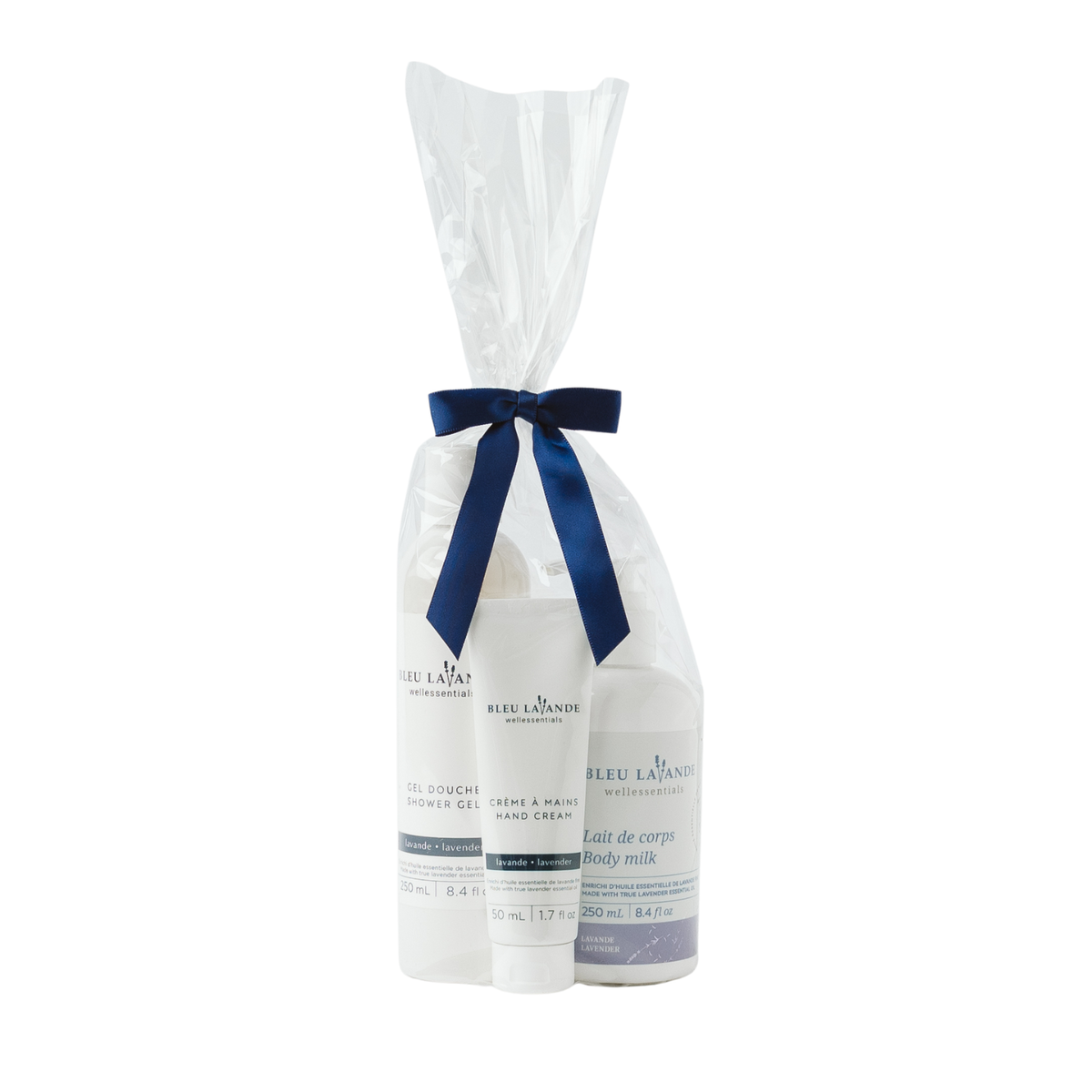 Crème à mains, gel douche et lait de corps lavande