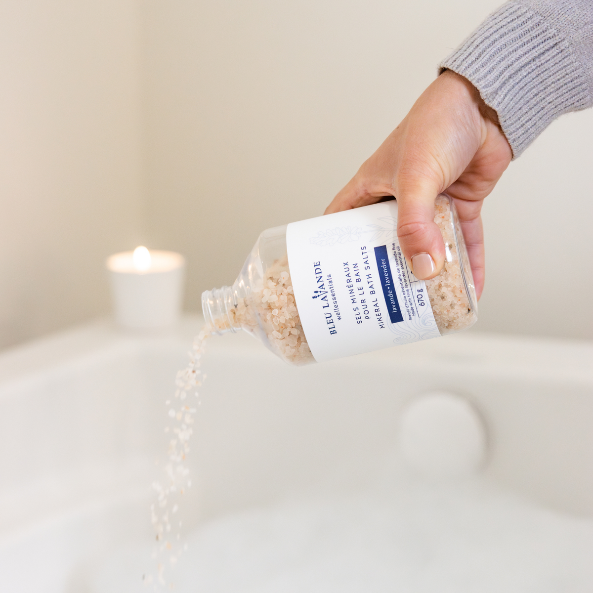 Sels de bain à l'huile essentielle de lavande