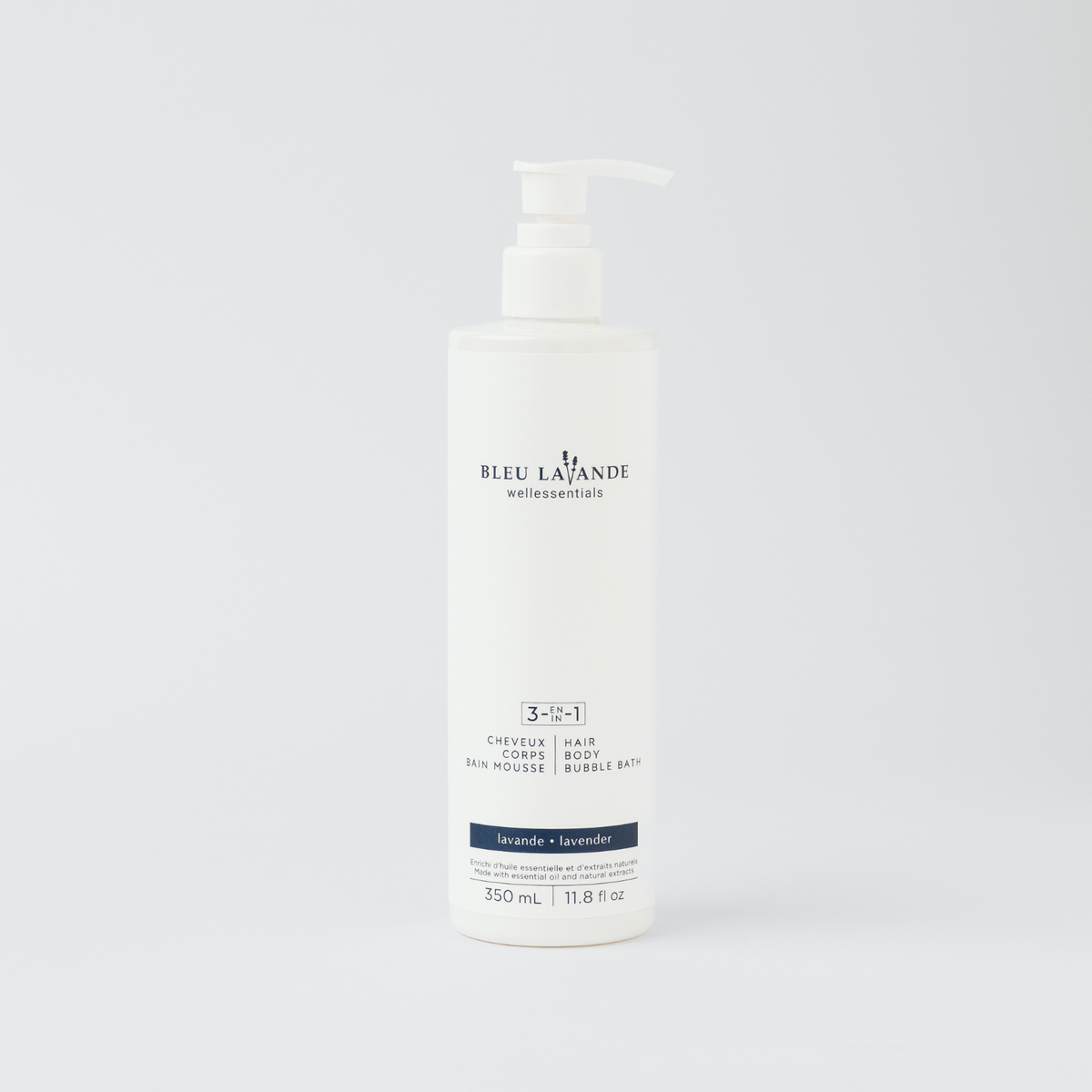 3-en-1 shampooing gel douche et bain mousse à l'huile essentielle de lavande fine certifiée