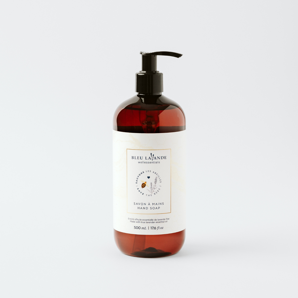 Savon à mains liquide enrichi d'huile essentielle de lavande fine avec don à Bee City Canada